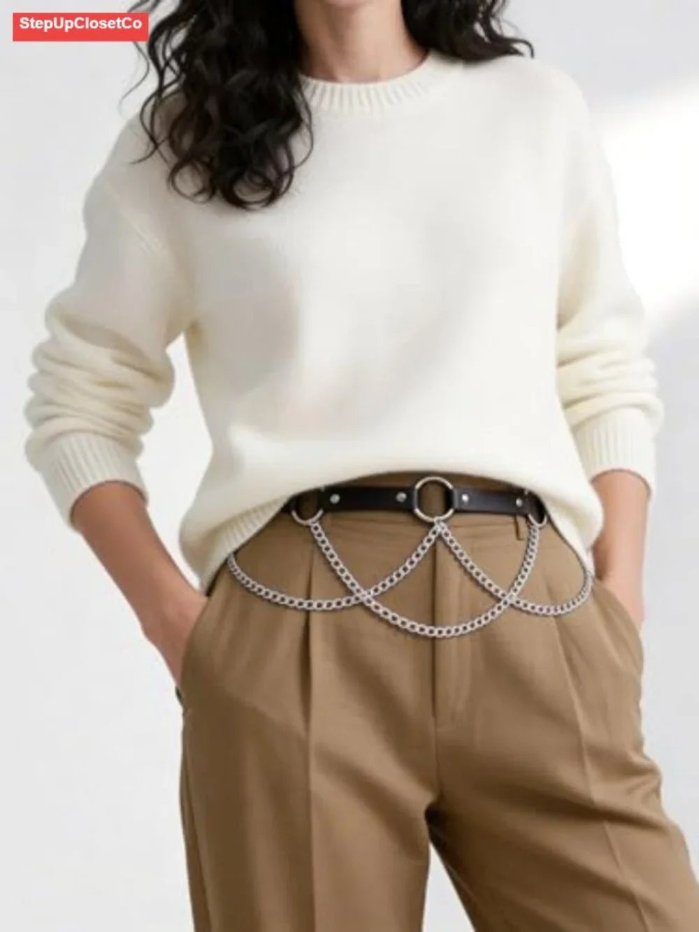 Faux Leather Chain Waist Belt Gothic Punk Adjustable